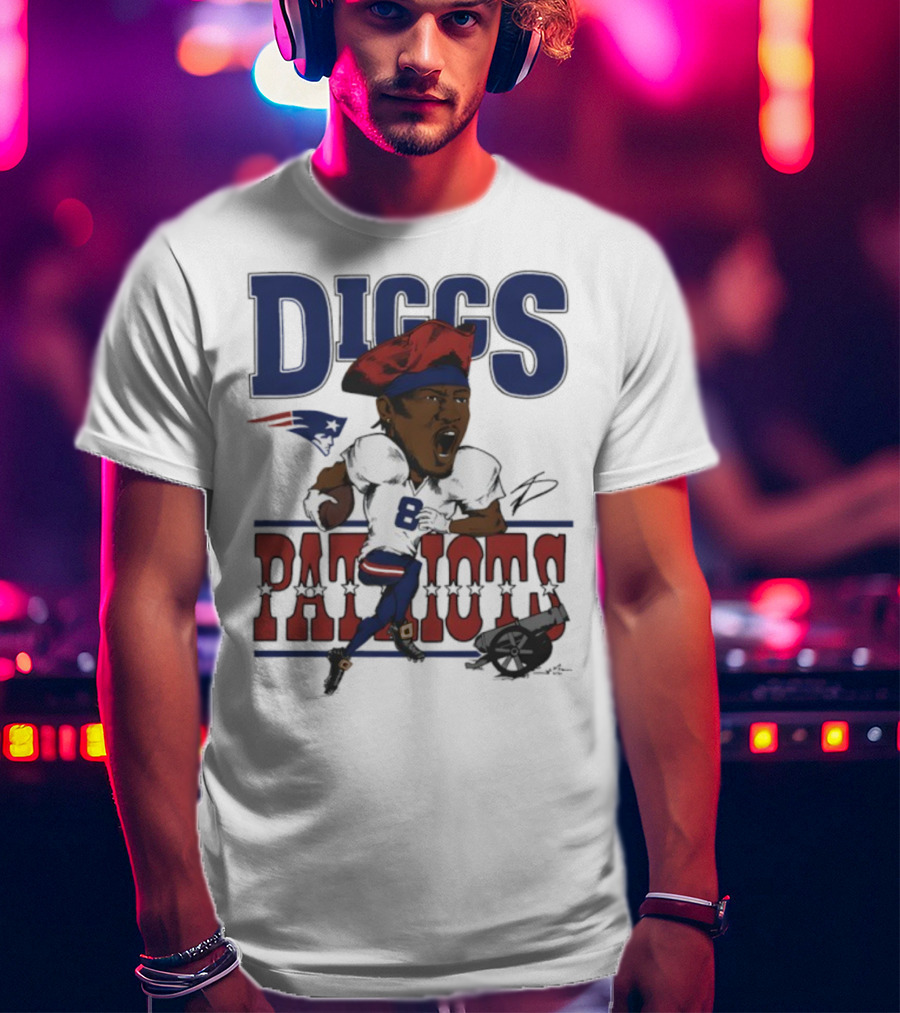 New England Patriots Diggs Signature Football Art T-Shirt
