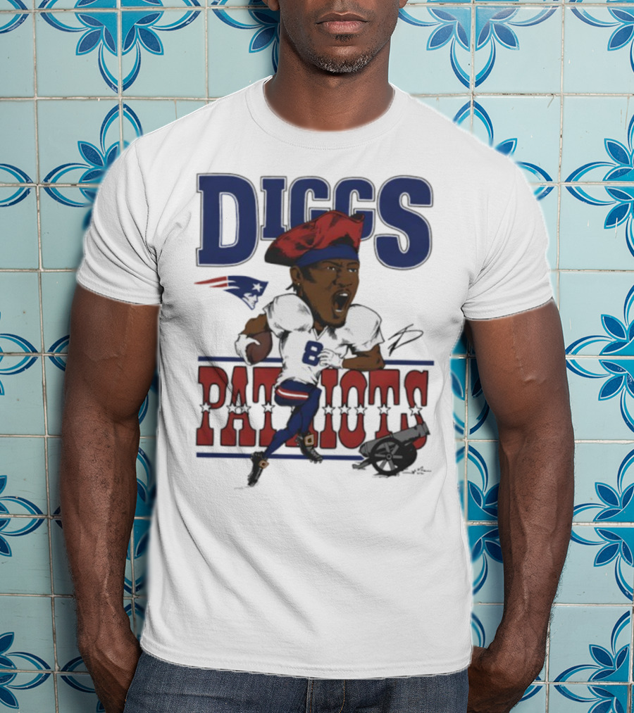 New England Patriots Diggs Signature Football Art T-Shirt