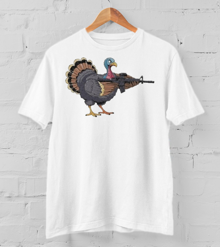 Triggered Turkey With Rifle Weapon T-Shirt