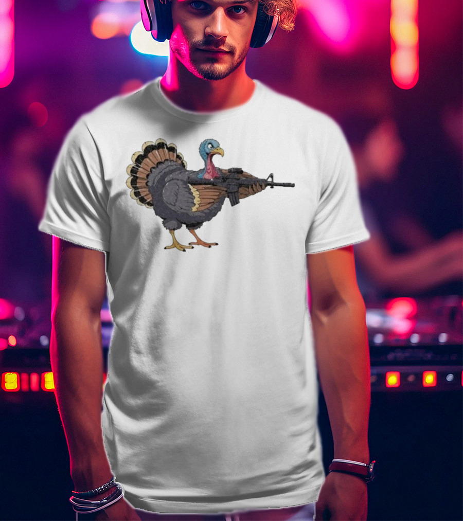 Triggered Turkey With Rifle Weapon T-Shirt