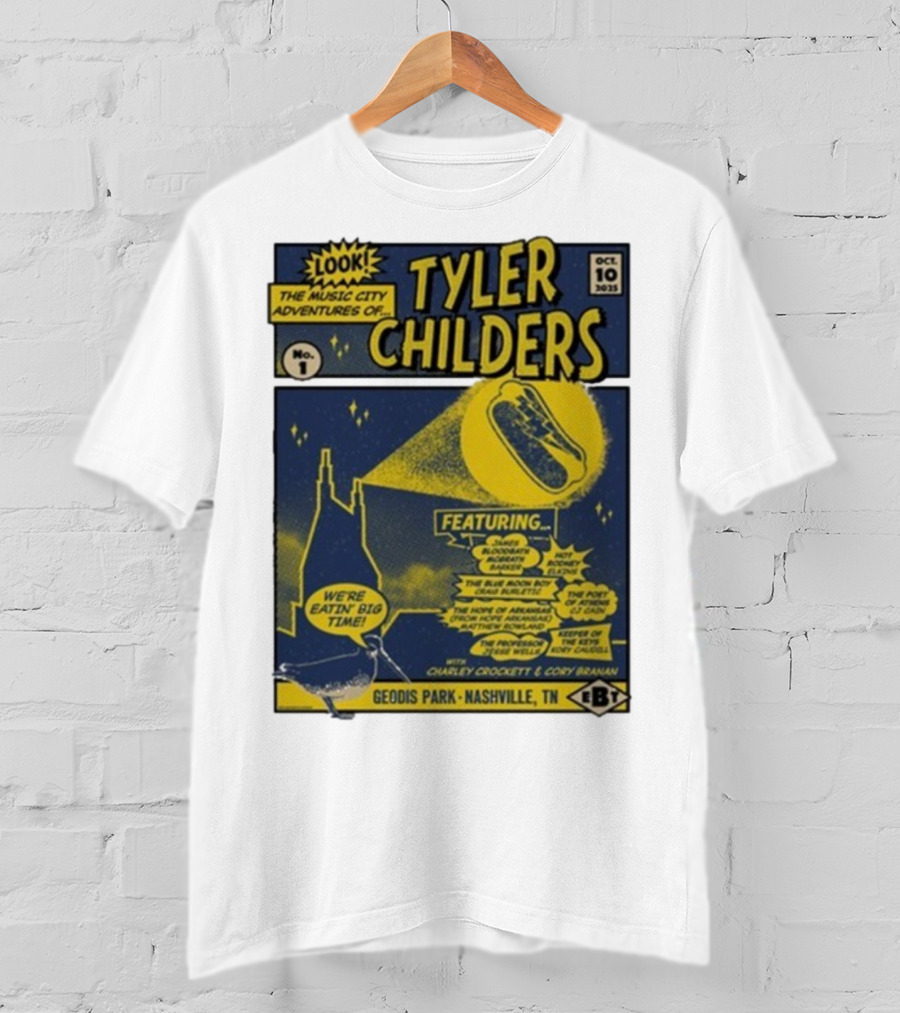 The Music City Adventures Of Tyler Childers Geodis Park Nashville TN October 10 2025 Featuring Charley Crockett Cory Branan T-Shirt