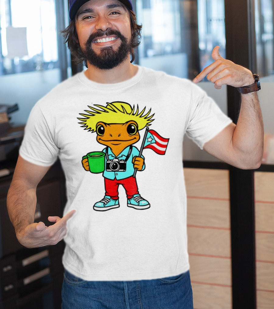 Bad Bunny Puerto Rico Super Bowl 2025 Coquí Character With Flag And Camera T-Shirt