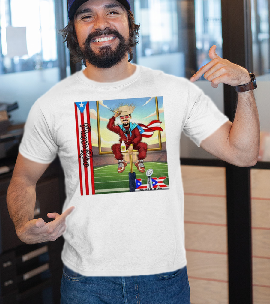 Bad Bunny Boricua Pride NFL Super Bowl LIX Football T-Shirt