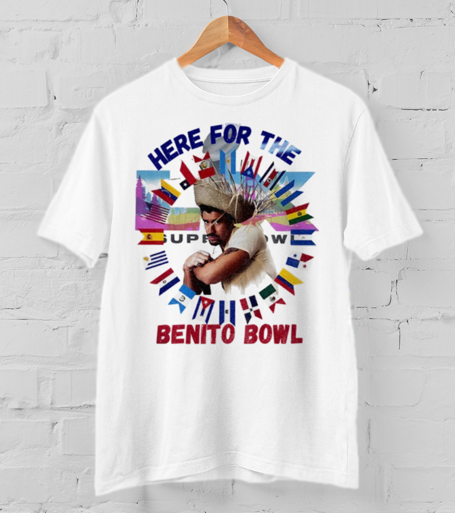 Here For The Benito Bowl Super Bowl Flag Circle T-Shirt