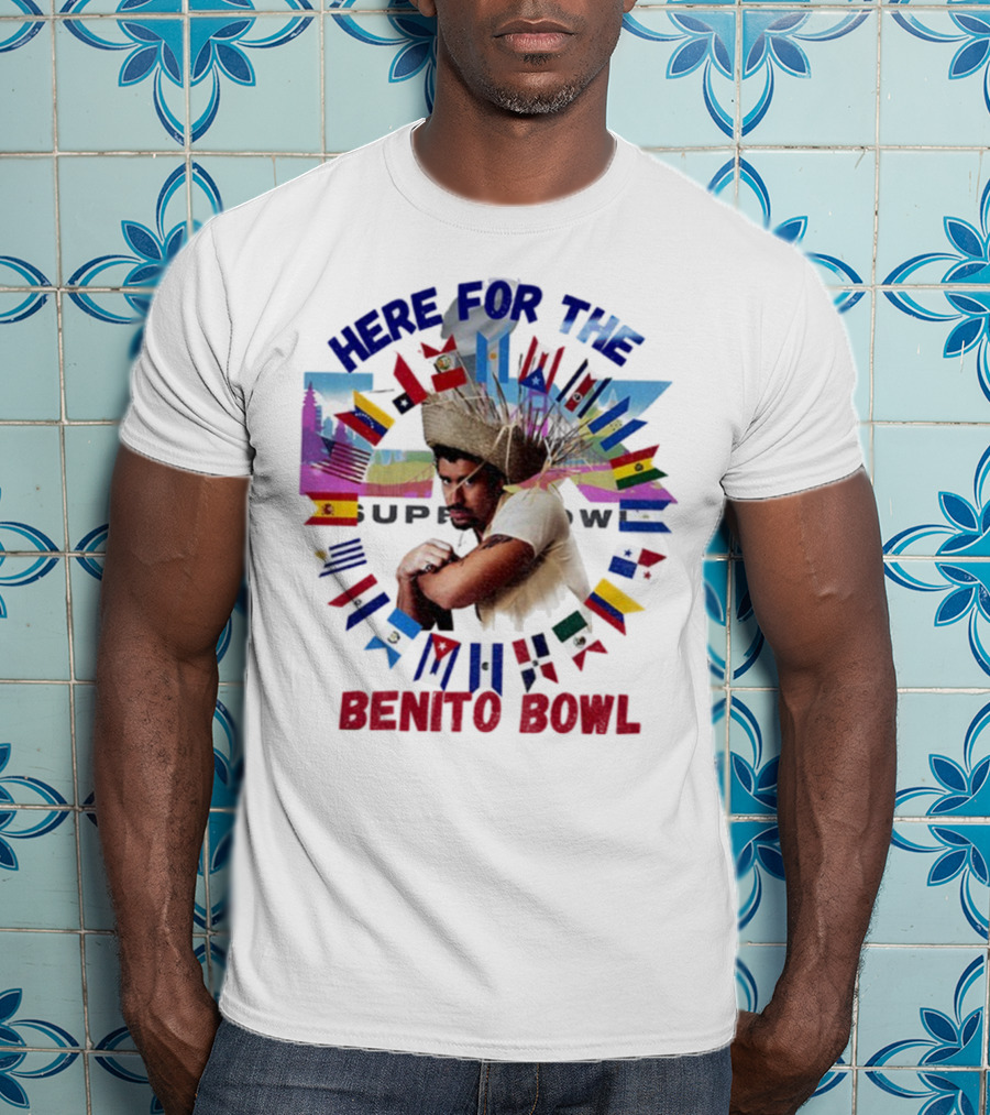 Here For The Benito Bowl Super Bowl Flag Circle T-Shirt