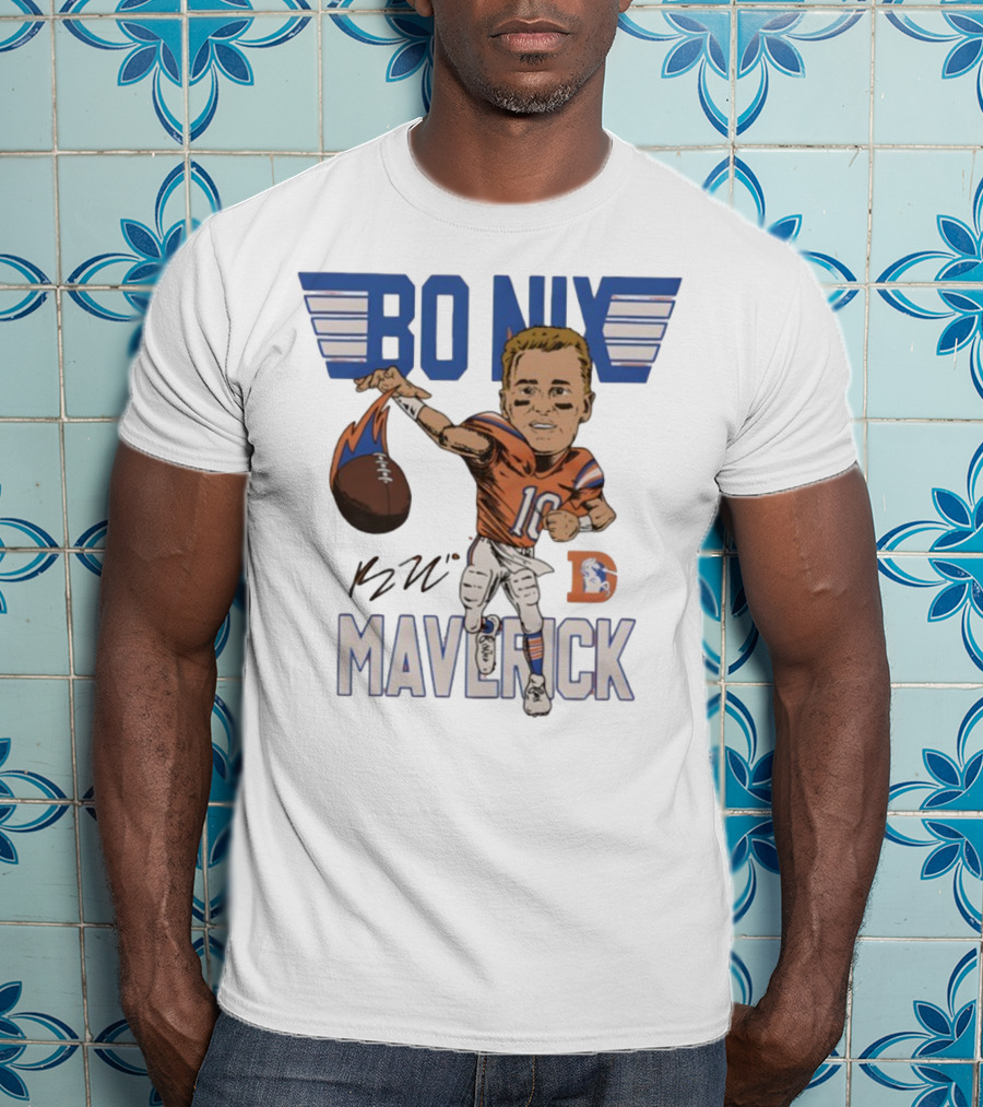 Bo Nix Maverick Broncos Signature Football Player Illustration T-Shirt