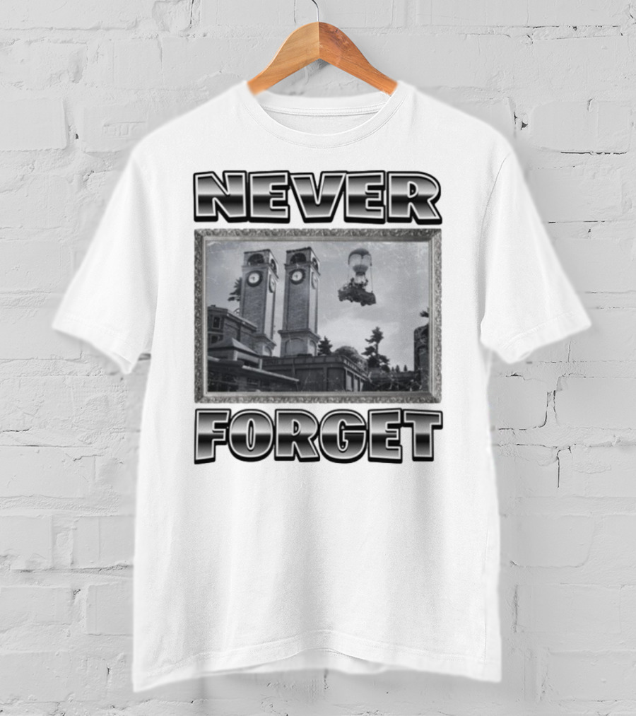 Never Forget Tower Balloon Flight Vintage Photo T-Shirt