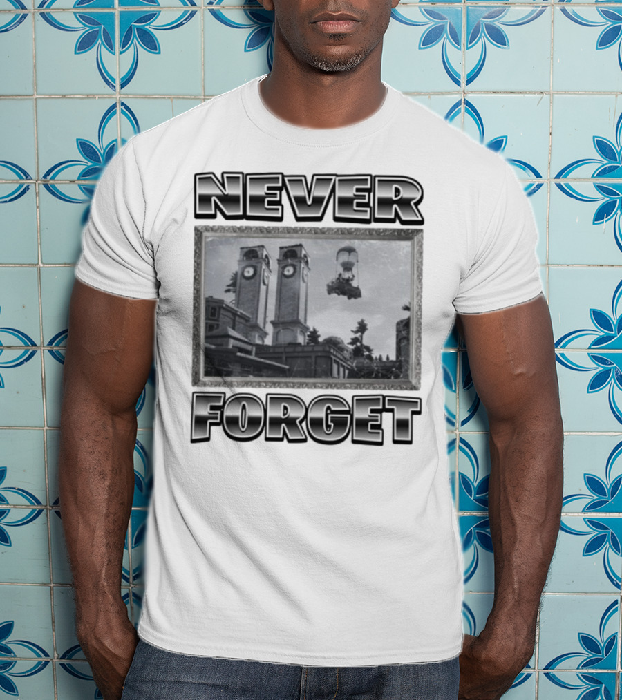 Never Forget Tower Balloon Flight Vintage Photo T-Shirt
