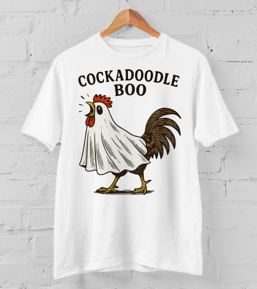 Cockadoodle Boo Ghost Rooster Halloween 2025 T-Shirt