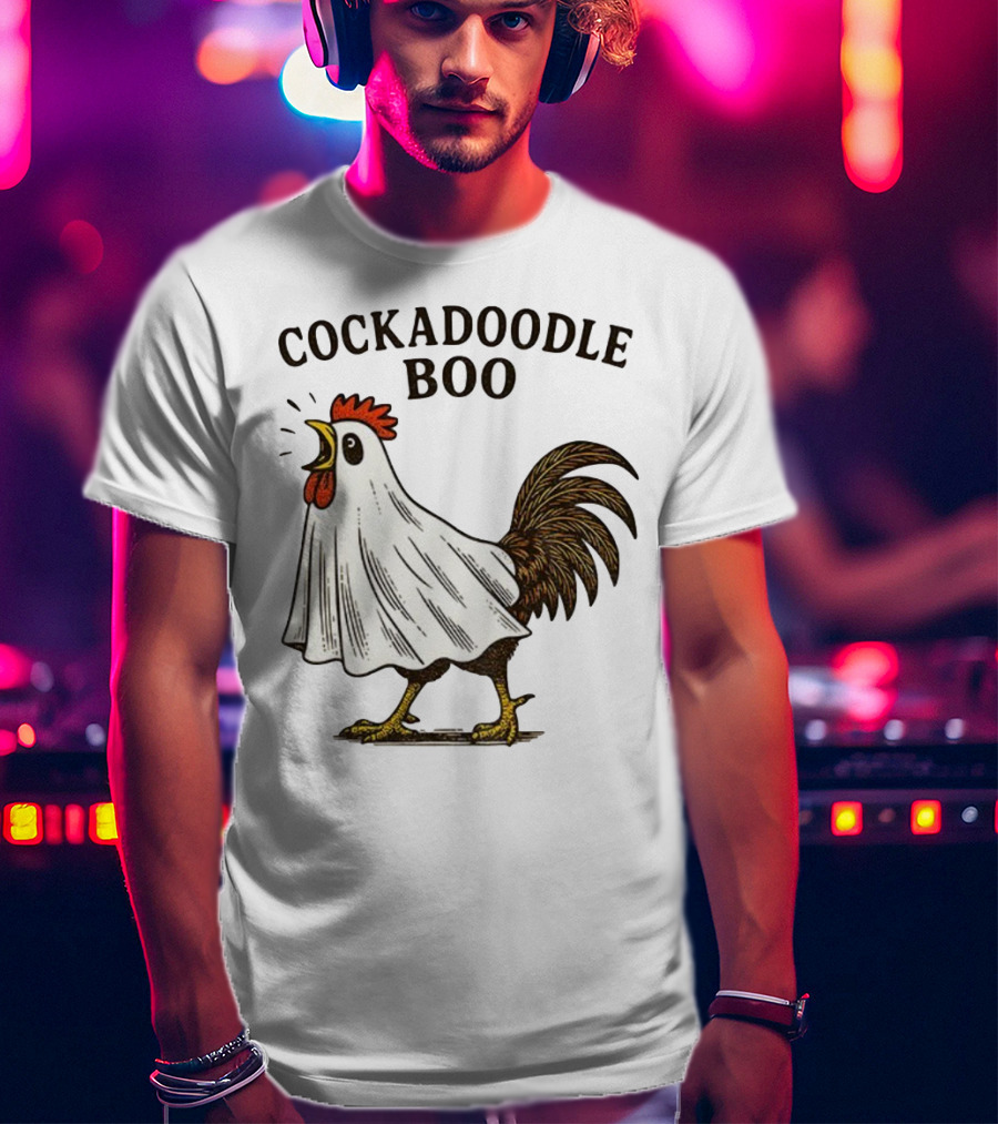 Cockadoodle Boo Ghost Rooster Halloween 2025 T-Shirt