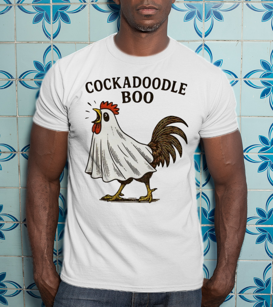 Cockadoodle Boo Ghost Rooster Halloween 2025 T-Shirt
