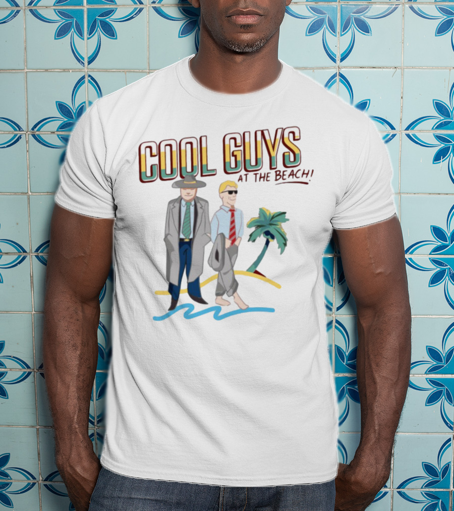 Cool Guys At The Beach Vintage Style Men In Suits Near Palm Tree T-Shirt