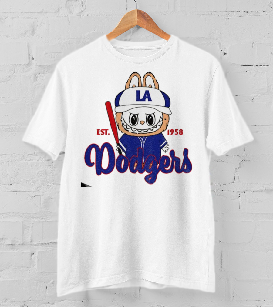 Cute Monster Labubu Los Angeles Dodgers Est 1958 Baseball MLB T-Shirt