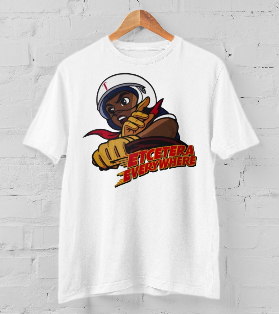 Etcetera Everywhere Racing Style Graphic With Determined Character T-Shirt