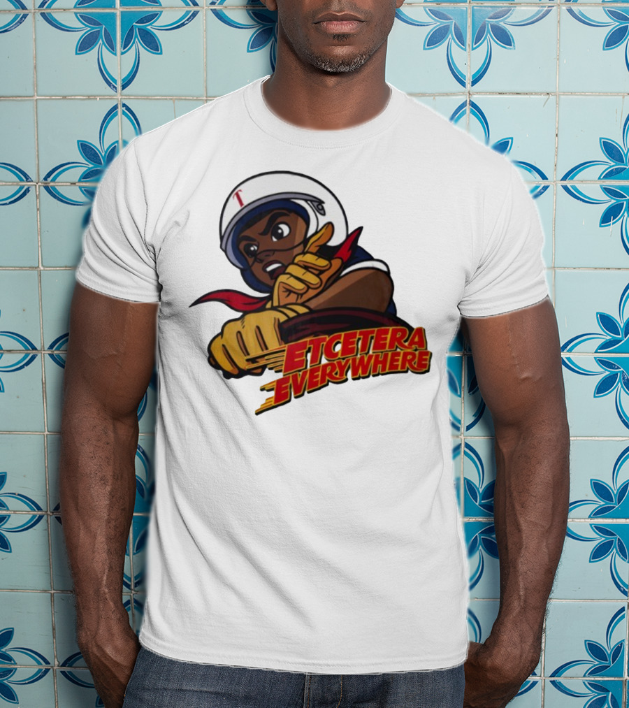 Etcetera Everywhere Racing Style Graphic With Determined Character T-Shirt