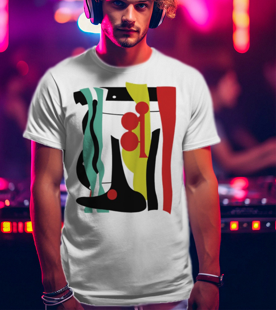Ace Retro Primary Abstract Geometric Shapes T-Shirt