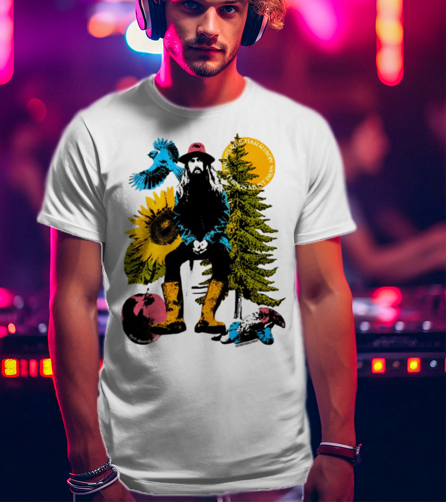 All Things Must Pass George Harrison Sunflower Tree Bird Apple T-Shirt