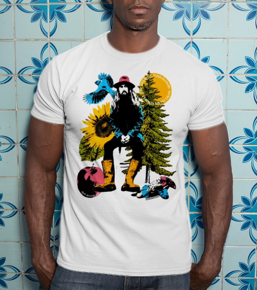 All Things Must Pass George Harrison Sunflower Tree Bird Apple T-Shirt