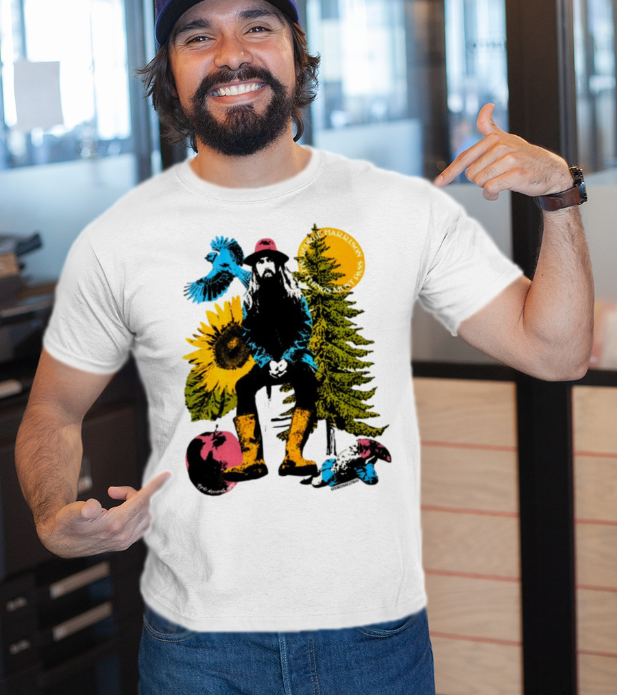 All Things Must Pass George Harrison Sunflower Tree Bird Apple T-Shirt