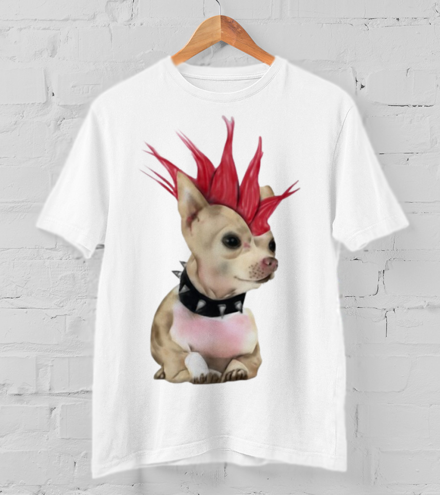 Alt Pup Punk Chihuahua Mohawk Spiked Collar T-Shirt