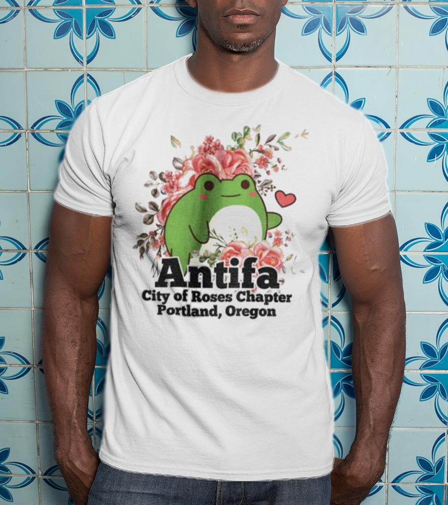 Antifa City Of Roses Chapter Portland Oregon Frog Protest Symbol T-Shirt