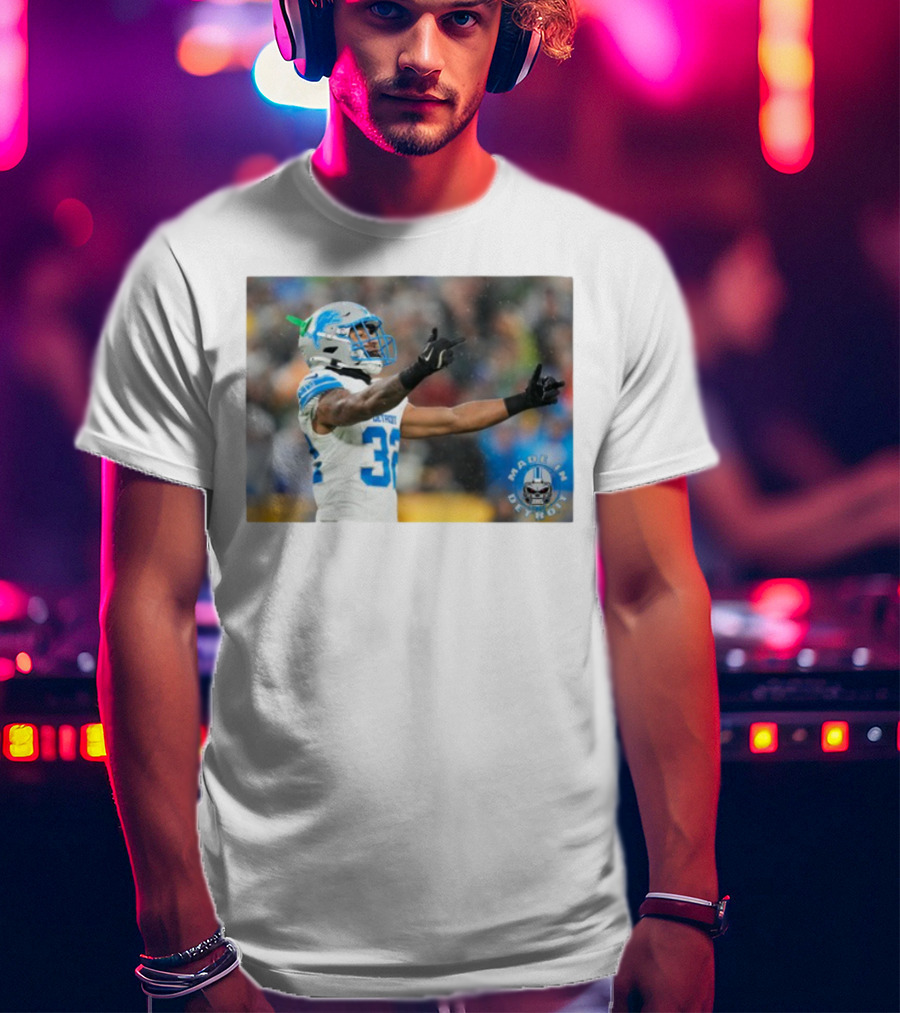 Detroit Lions Brian Branch Made In Detroit Football Celebration T-Shirt