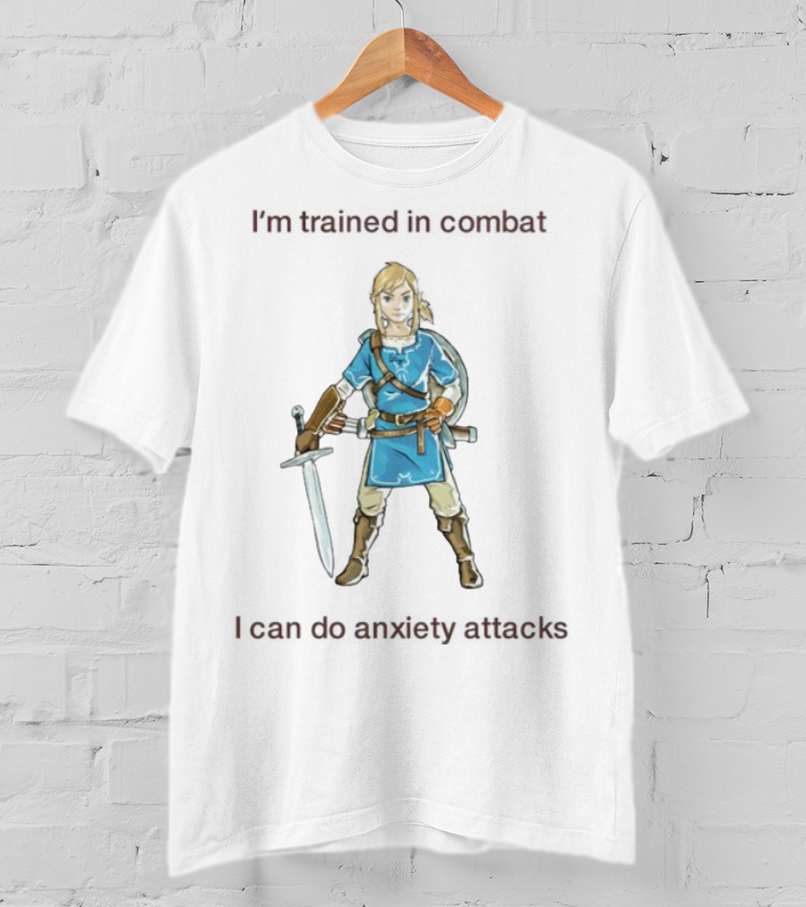 I'm Trained In Combat I Can Do Anxiety Attacks Hero With Sword T-Shirt