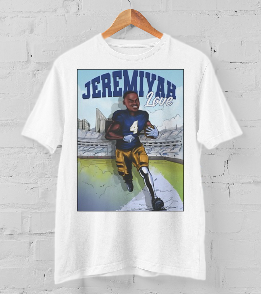 Jeremiyah Love Running In Stadium Number 4 T-Shirt