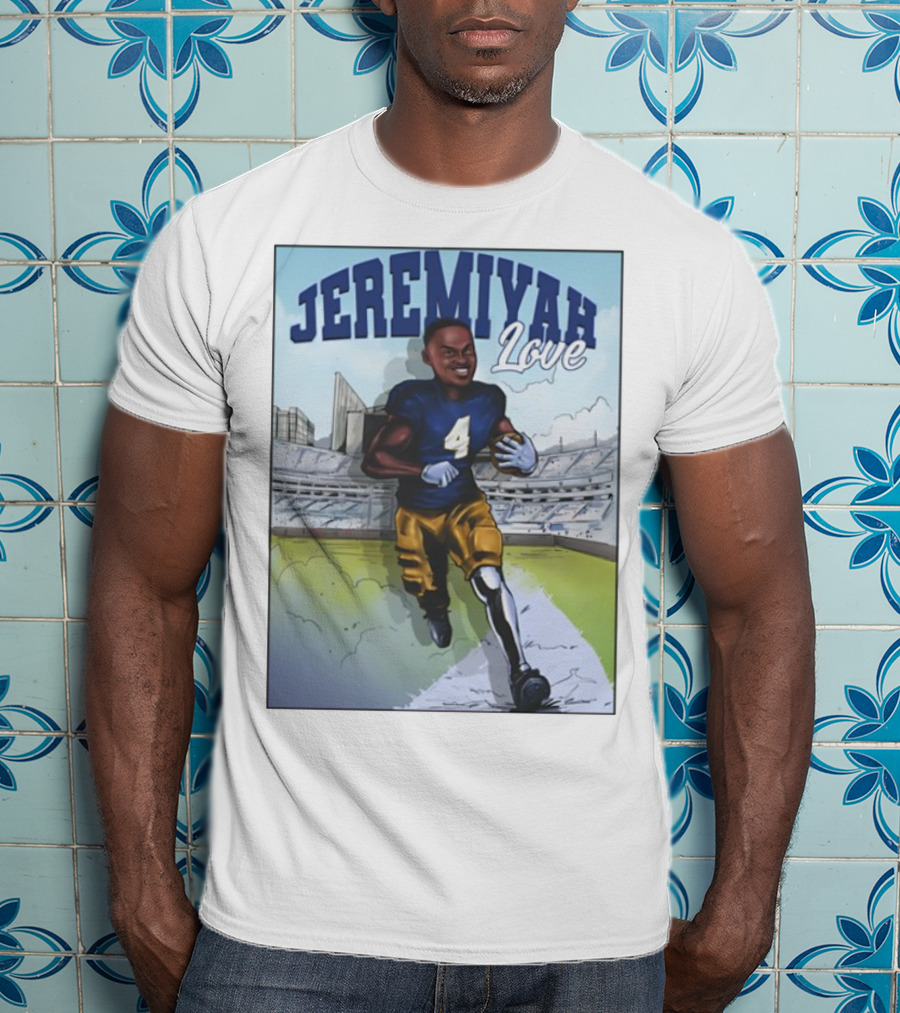 Jeremiyah Love Running In Stadium Number 4 T-Shirt