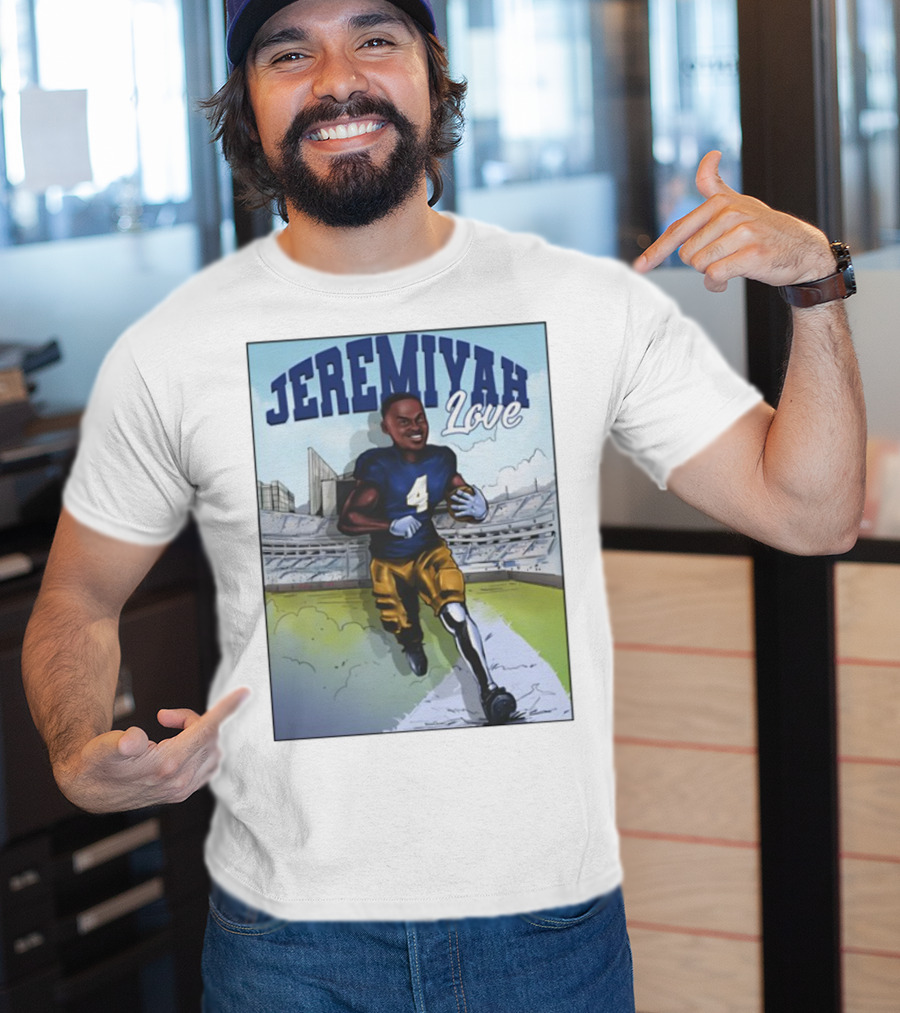 Jeremiyah Love Running In Stadium Number 4 T-Shirt