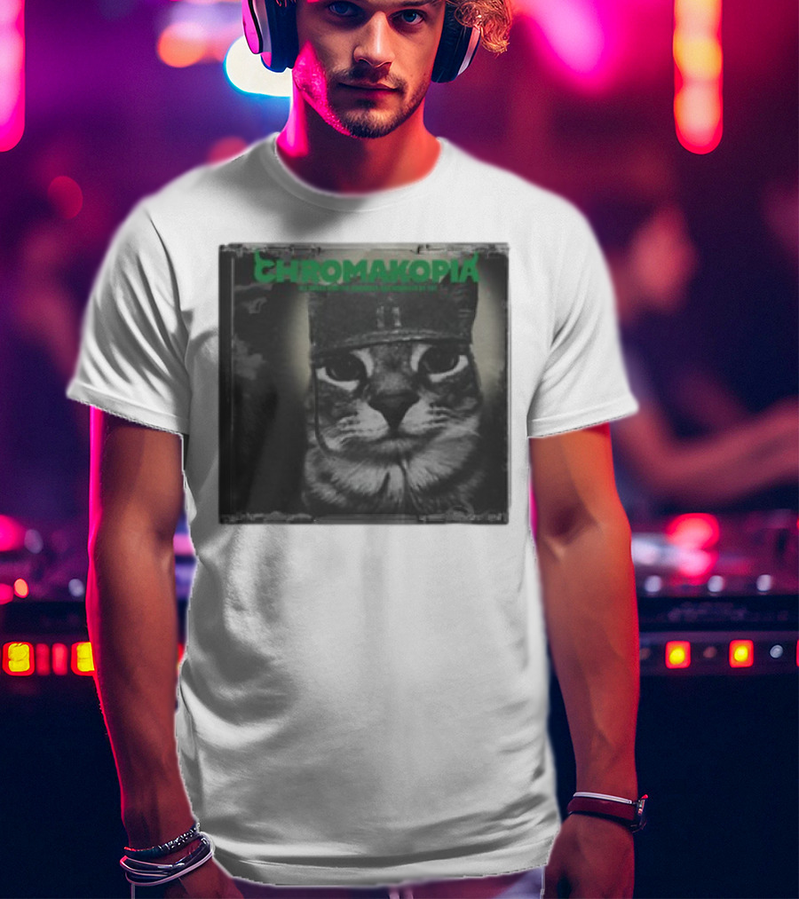 Chromakopia Cat In Military Cap Monochrome T-Shirt