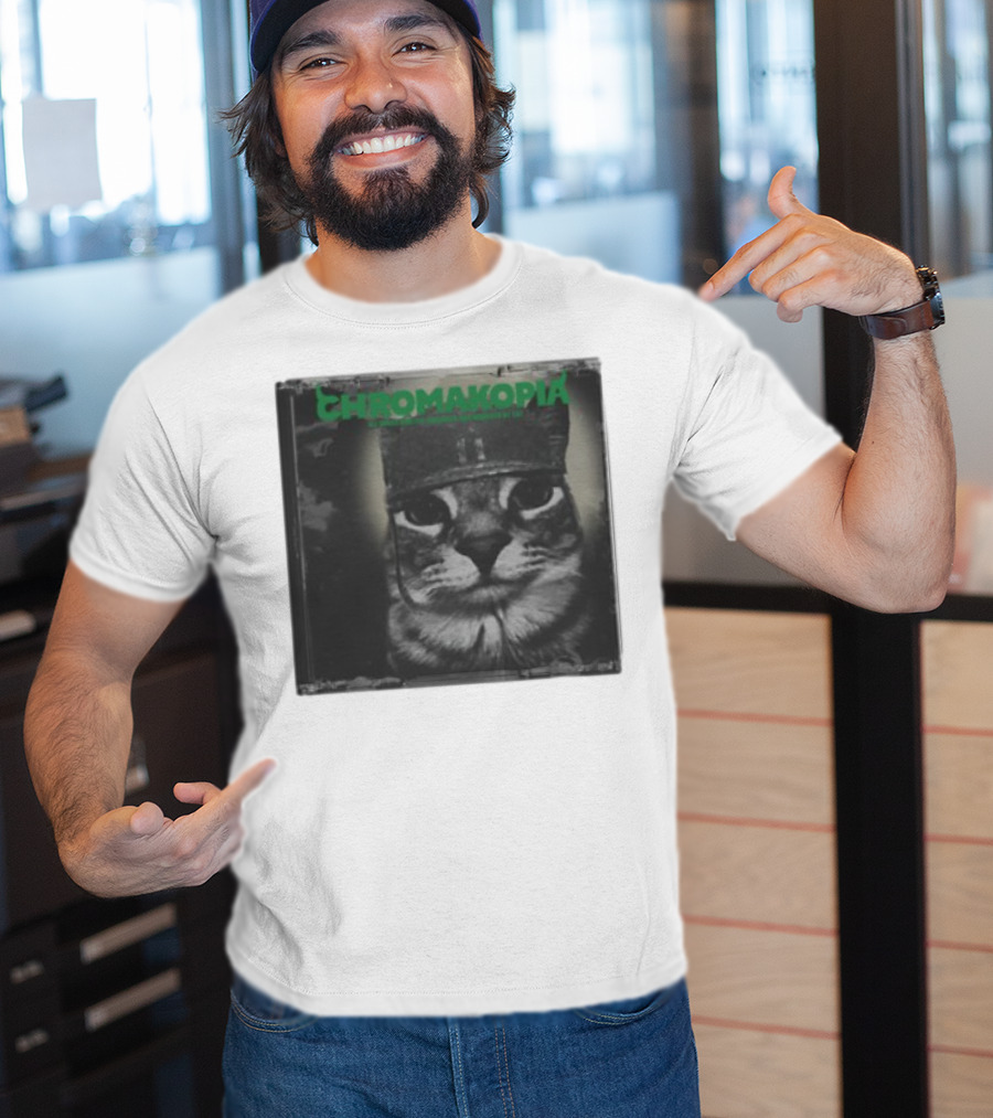 Chromakopia Cat In Military Cap Monochrome T-Shirt