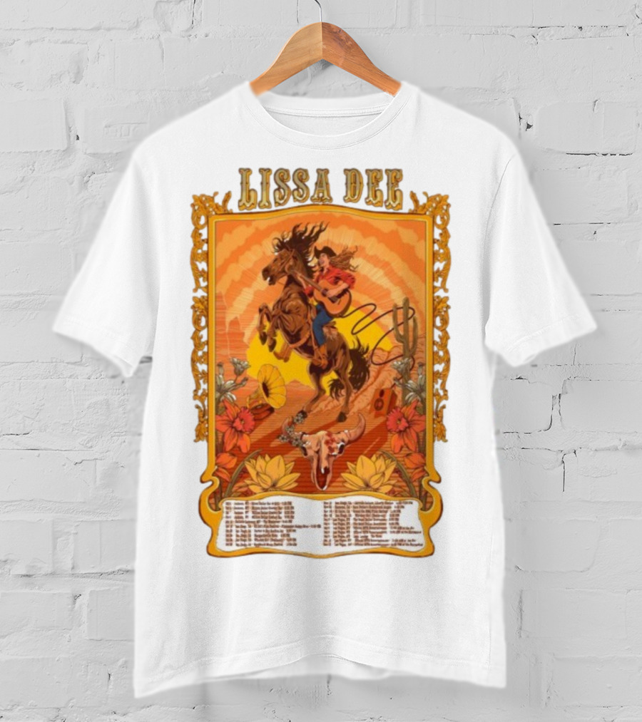 Lissa Dee Horseback Rider Guitar Sunset October November December Tour 2025 T-Shirt