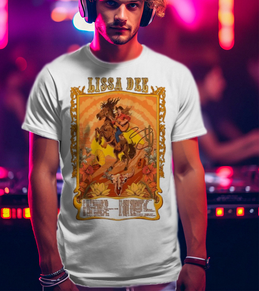 Lissa Dee Horseback Rider Guitar Sunset October November December Tour 2025 T-Shirt