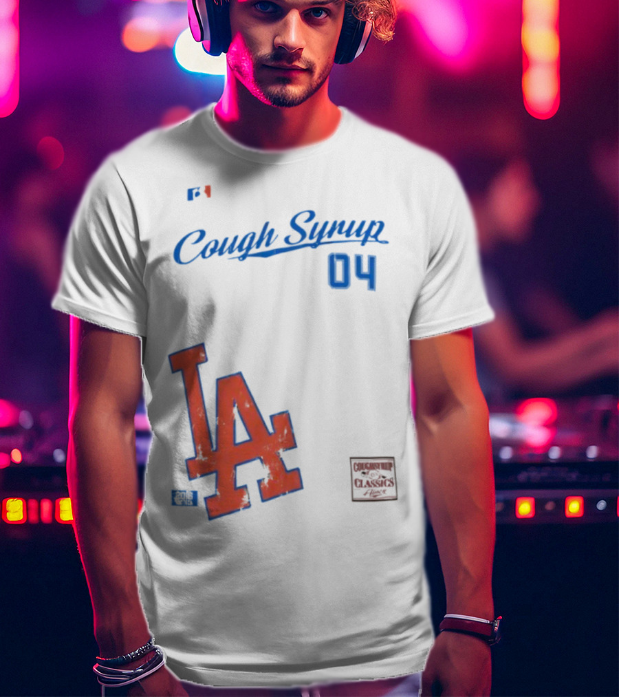 Cough Syrup 04 Los Angeles Dodgers LA Logo Baseball T-Shirt