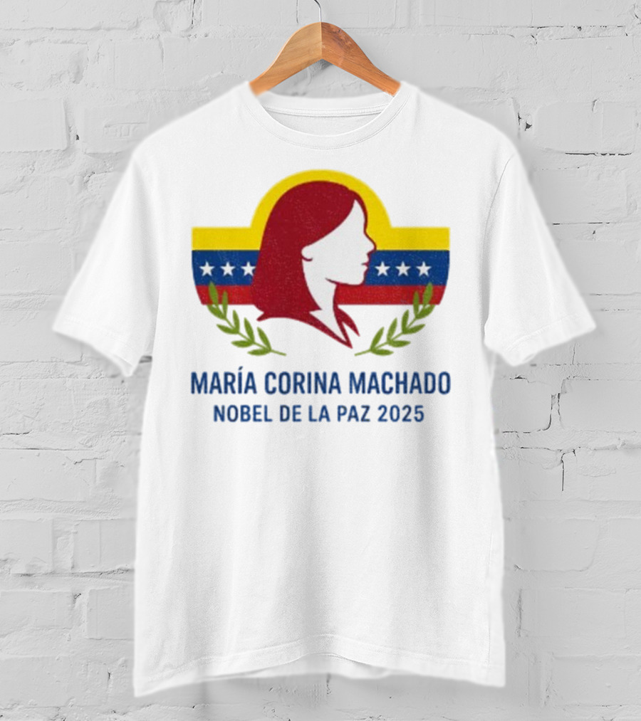 María Corina Machado Nobel De La Paz 2025 Venezuelan Flag Laurels T-Shirt