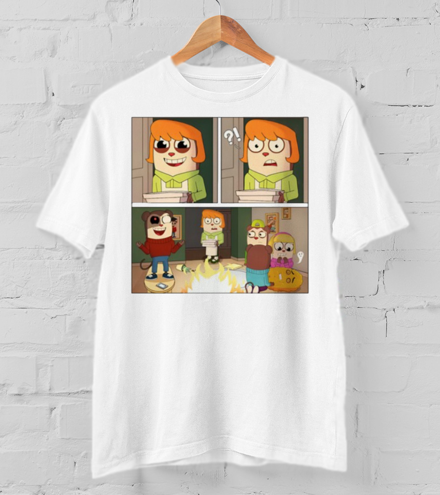 Maxdesignpro Cartoon Pizza Delivery Surprise Comic Strip T-Shirt