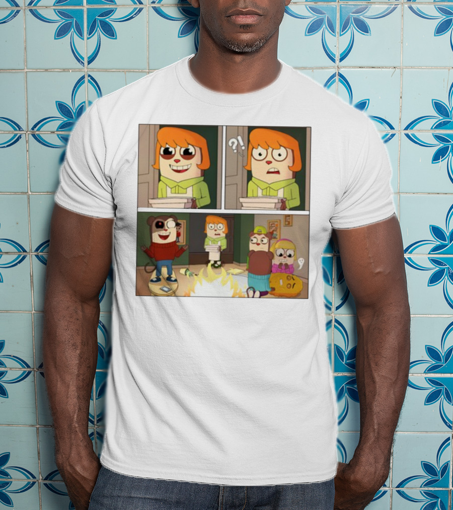 Maxdesignpro Cartoon Pizza Delivery Surprise Comic Strip T-Shirt