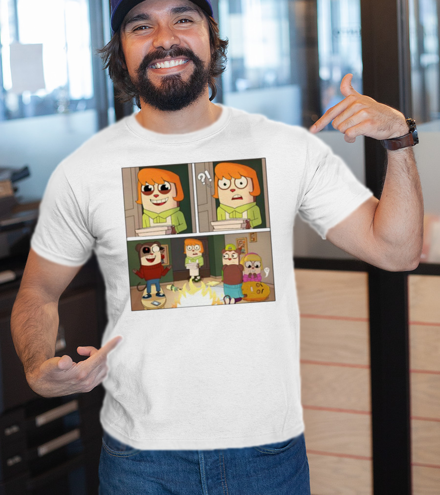 Maxdesignpro Cartoon Pizza Delivery Surprise Comic Strip T-Shirt