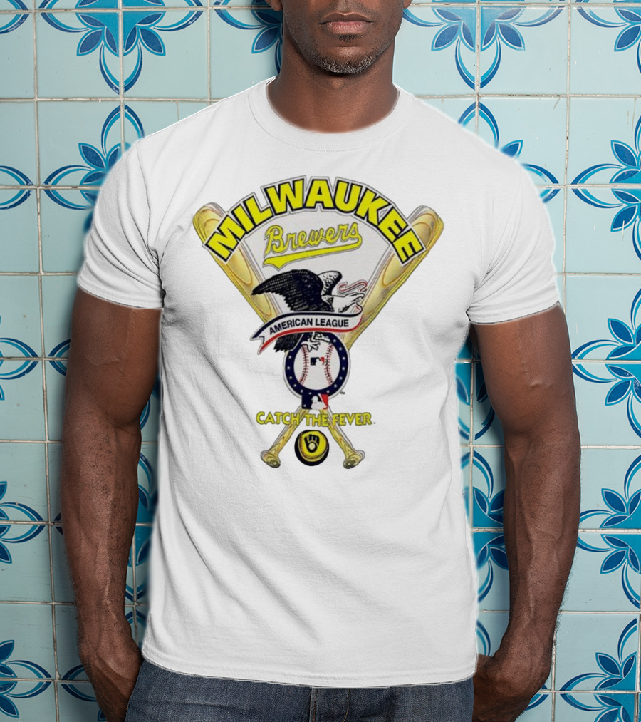 Milwaukee Brewers Catch The Fever American League Baseball Eagle Bat T-Shirt