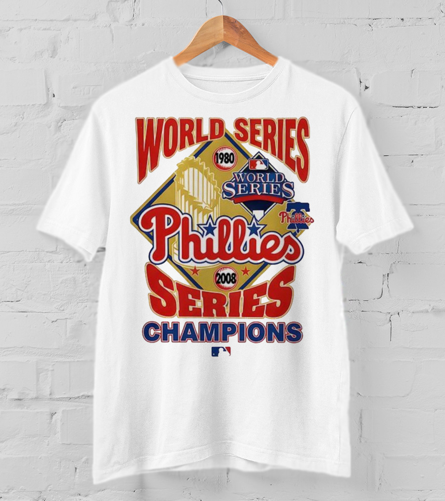 Philadelphia Phillies 1980 2008 World Series Champions Logo MLB T-Shirt