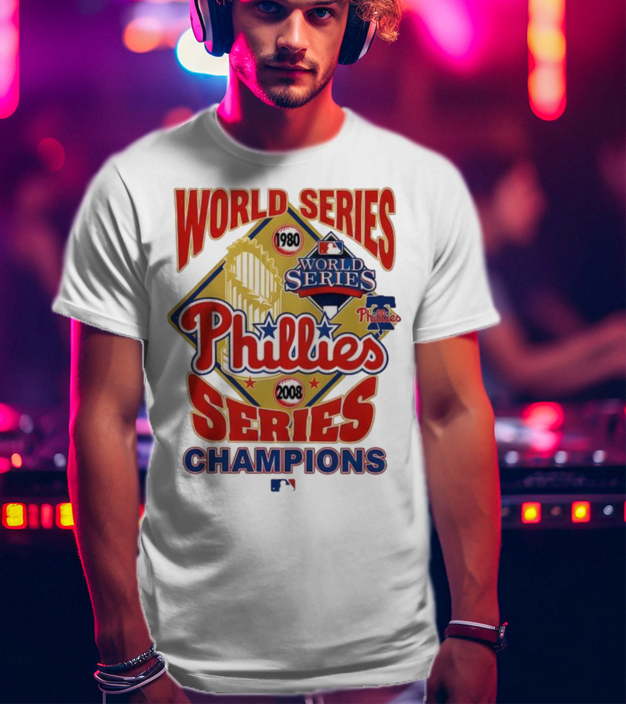 Philadelphia Phillies 1980 2008 World Series Champions Logo MLB T-Shirt