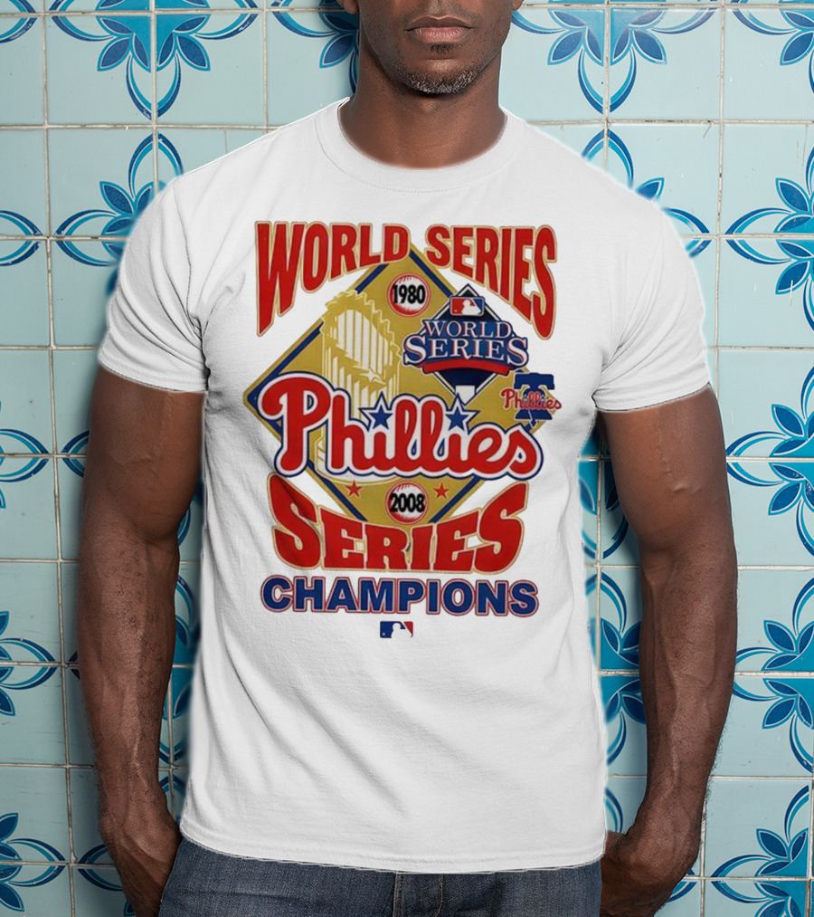 Philadelphia Phillies 1980 2008 World Series Champions Logo MLB T-Shirt