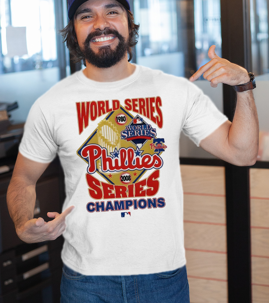 Philadelphia Phillies 1980 2008 World Series Champions Logo MLB T-Shirt