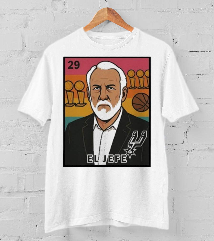 Porvida Popovich El Jefe San Antonio Spurs 29 Trophy T-Shirt