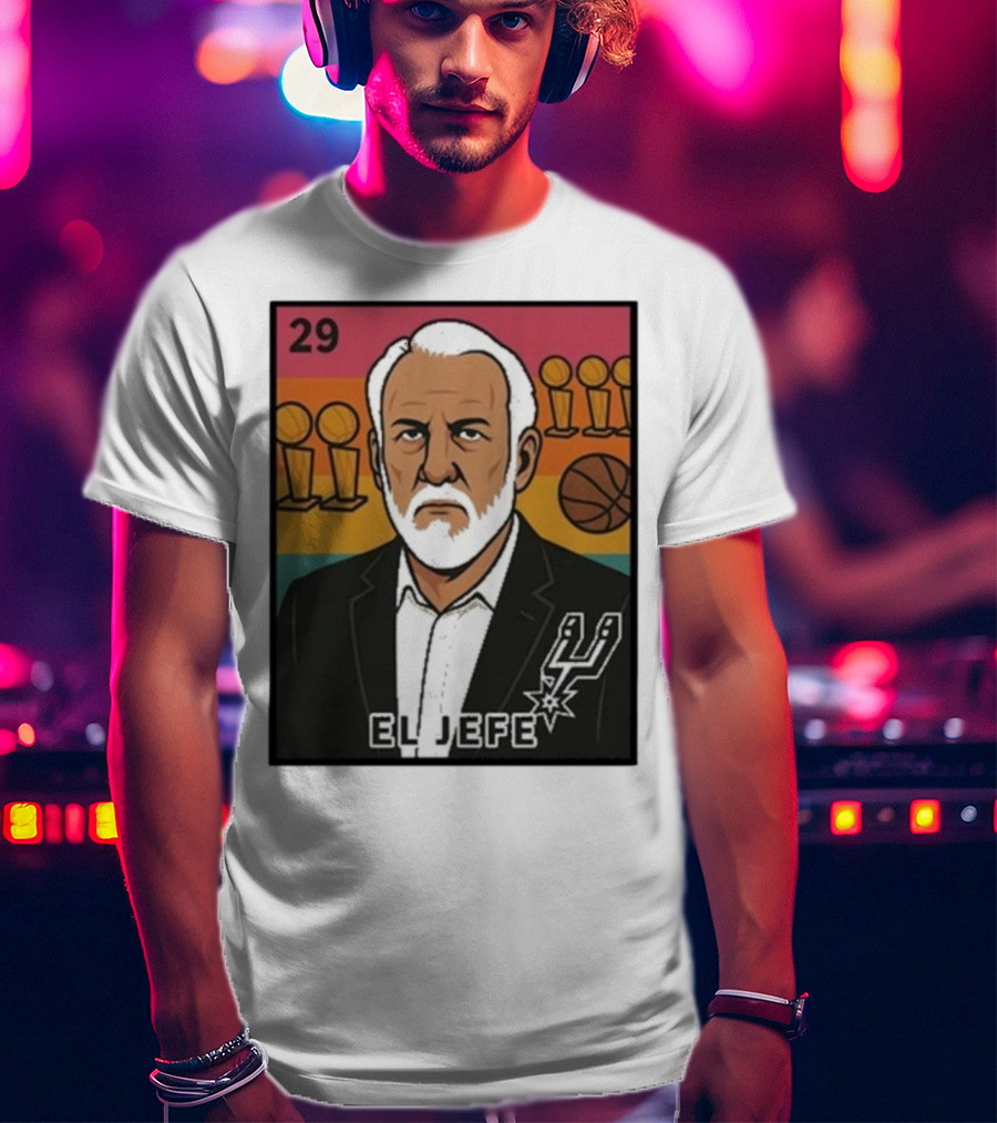 Porvida Popovich El Jefe San Antonio Spurs 29 Trophy T-Shirt