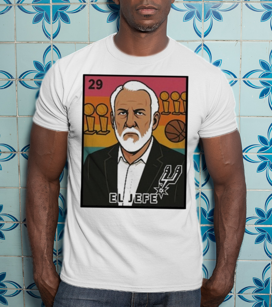 Porvida Popovich El Jefe San Antonio Spurs 29 Trophy T-Shirt