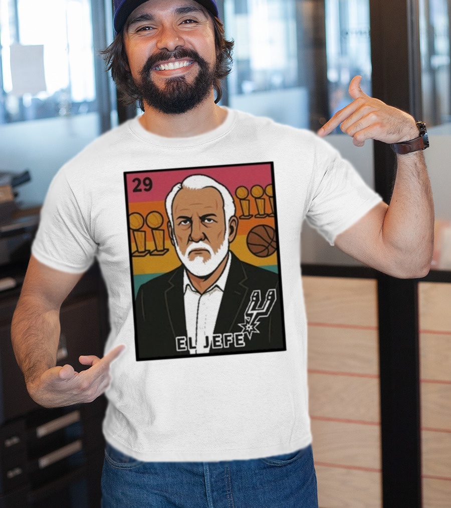 Porvida Popovich El Jefe San Antonio Spurs 29 Trophy T-Shirt