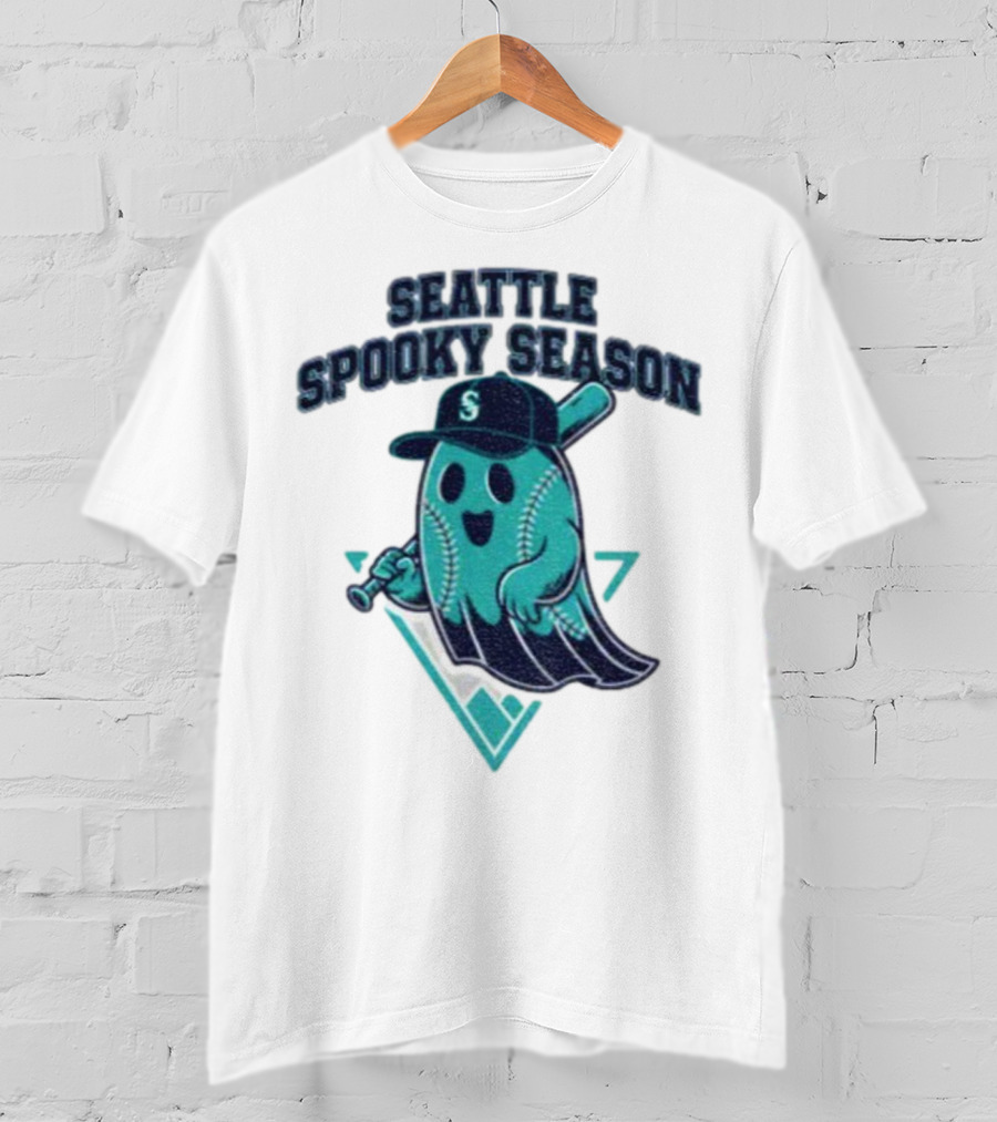 Seattle Mariners Spooky Season Ghost Halloween Baseball T-Shirt