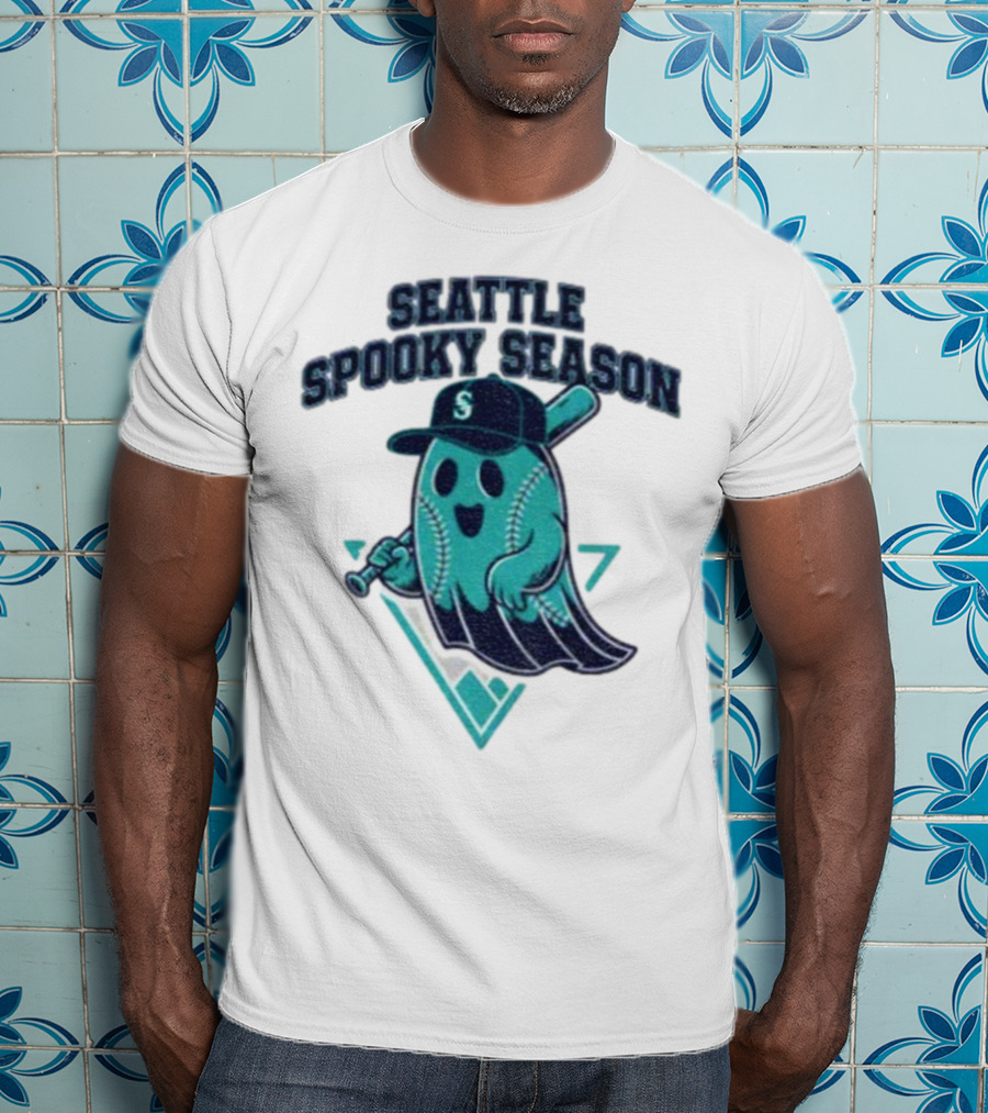 Seattle Mariners Spooky Season Ghost Halloween Baseball T-Shirt